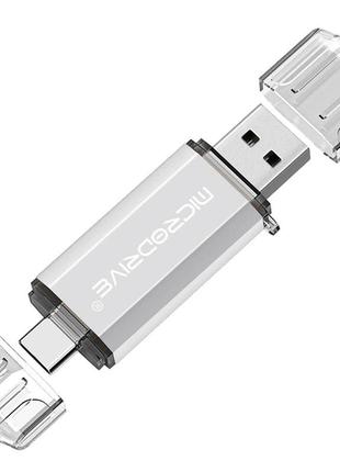 Металева usb флешка 2в1 256gb type-c/usb 2.0 для телефону/комп...