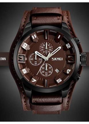 Чоловічий годинник skmei 9165 brown-brown класичні