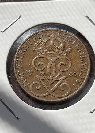 Монета швеция 5 эре, 1940 года2 фото