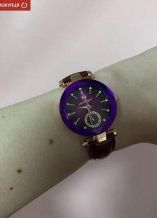 Жіночий наручний класичний годинник poedagar bordo5 фото