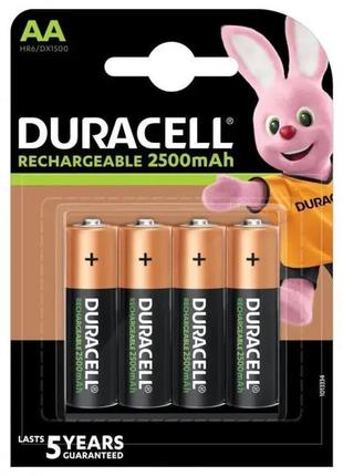 Акумулятори пальчик aa duracell rechargeable aa hr6 2500mah 4шт