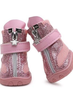 Демісезонні черевики для малих порід собак ruispet №4 рожеві 4,8x3,9см2 фото