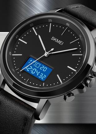 Чоловічий спортивний наручний годинник skmei 1652 (чорні з чор...6 фото