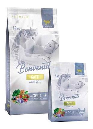 Сухий корм для котів gatti курка premium 3кг тм benvenuti