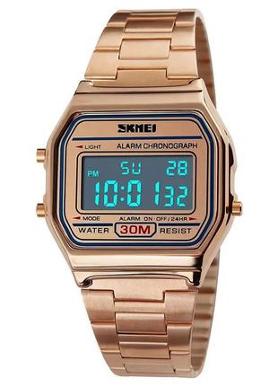 Чоловічий наручний годинник skmei 1123 popular (розовое золото)3 фото