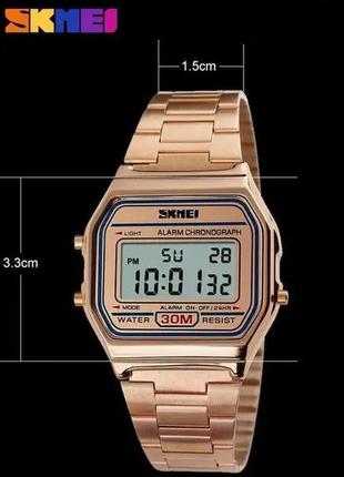 Чоловічий наручний годинник skmei 1123 popular (розовое золото)5 фото