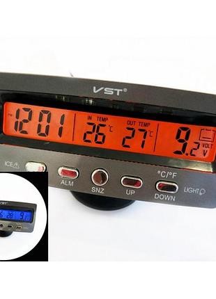 Автомобильные часы с термометром и вольтметром vst 7045v