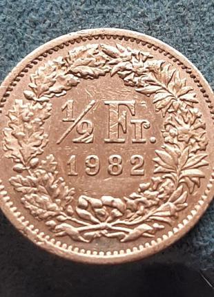 Монета швейцария ½ франка, 1982 года2 фото