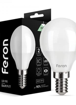 Світлодіодна лампа feron lb-195 7w e14 4000k куля