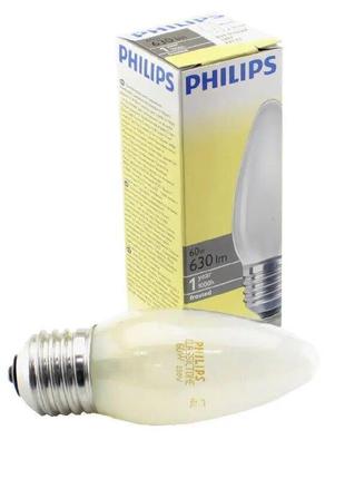 Лампа розжарювання свічка philips 230в 60вт матова е27 в35