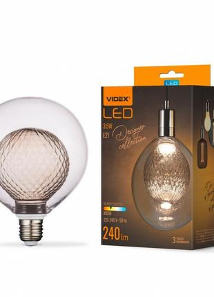 Led лампа videx filament vl-dg125-bb80lf 3.5w e27 3000k bulb i...
