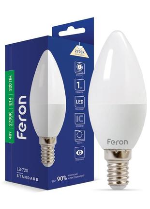 Світлодіодна лампа feron lb-720 4вт e14 2700k