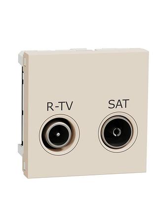 Розетка r-tv-sat 2 модуля бежевий unica new nu345444