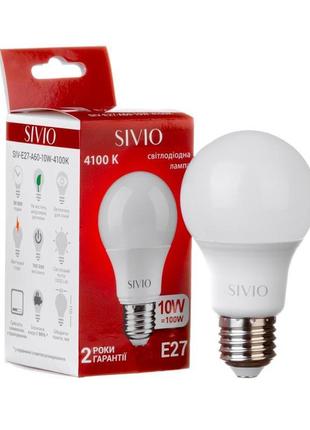 Led лампа е27 а60 10w нейтральна біла 4100к sivio