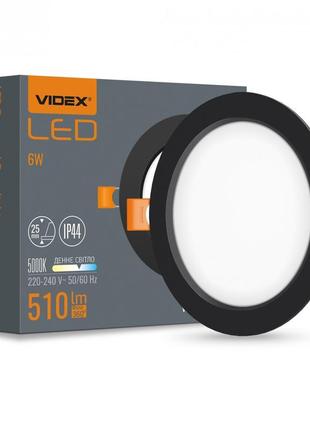 Led світильник back вбудований круглий videx 6w 5000k black