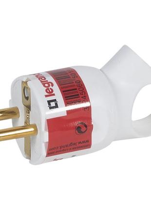 Біла штепсельна вилка з кільцем 2к+з 16а 50190 legrand elium
