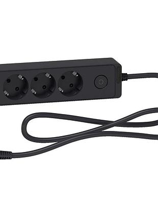 Подовжувач 3 розетки з заземленням 1,5 метра чорний schneider ...
