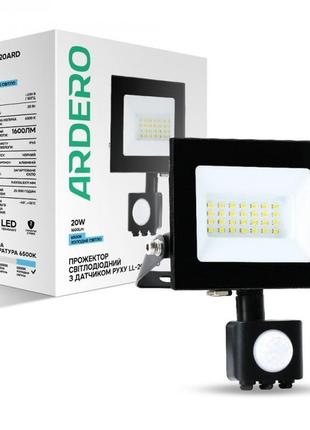 Світлодіодний прожектор ardero ll-2020ard 20w 1600lm 6500k з д...