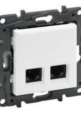 Niloe step розетка інформаційна 2xrj45 cat5e utp, колір білий