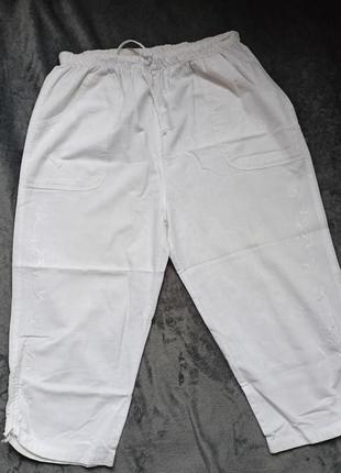 Жіночі білі бриджи на літо,натуральні брюки капрі