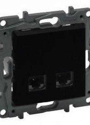 Niloe step розетка інформаційна 2xrj45 cat5e utp, колір чорний