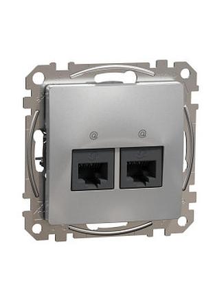 Розетка комп'ютерна подвійна rj45 cat5e utp алюміній sedna design