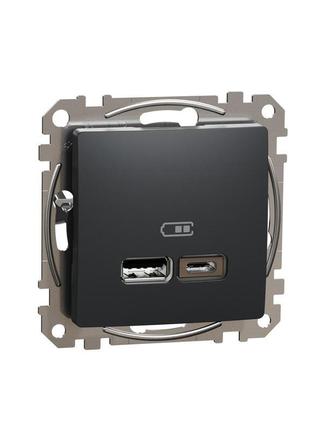 Розетка usb a+c 2.4a чорний sedna design