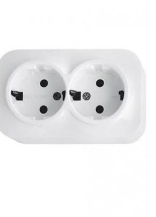 Розетка зовнішня подвійна з заземленням eva horoz electric