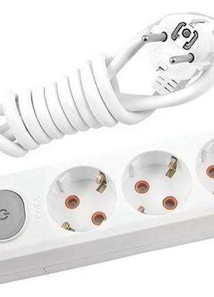 Подовжувач 3 гнізда 2м із заземленням і кнопкою viko multi-let
