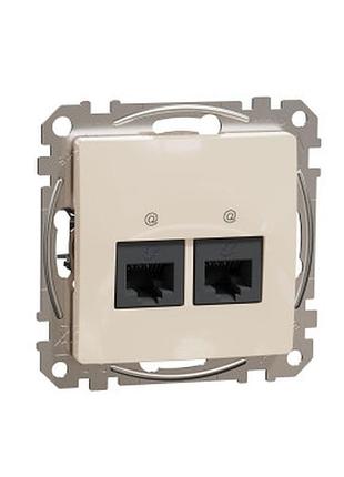 Розетка подвійна rj45 cat5e utp бежевий sedna design