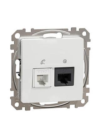 Розетка телекомунікаційна rj45+rj11 6utp білий sedna design