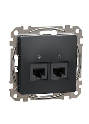 Комп'ютерна розетка подвійна rj45 cat5e utp чорний sedna design