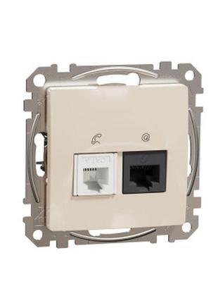 Розетка телекомунікаційна rj45+rj11 6utp бежевий sedna design