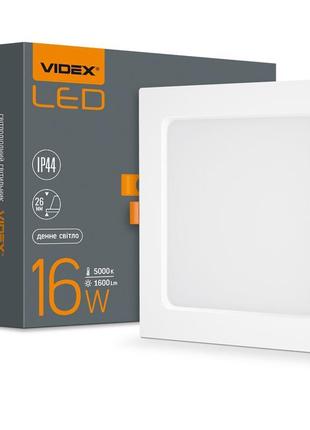 Led світильник back вбудований videx 16w 5000k квадрат