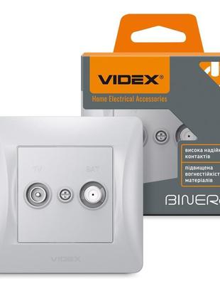 Розетка tv+sat кінцева videx binera срібний шовк