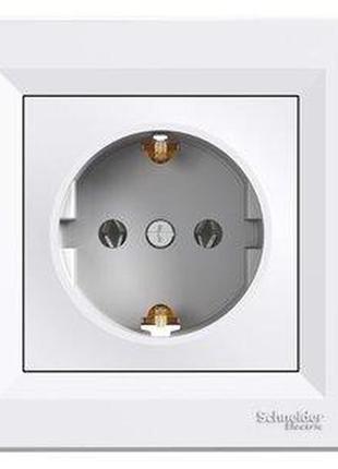 Розетка з заземленням asfora schneider electric біла