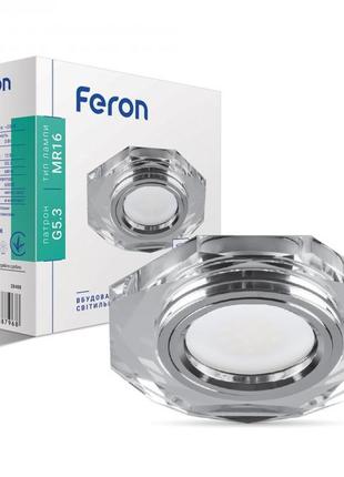 Вбудований світильник feron 8020-2 з led підсвічуванням прозорий