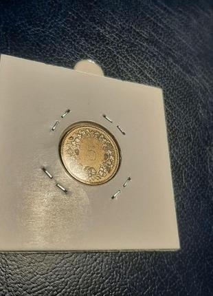 Монета швейцария 5 раппенов, 1991 года5 фото