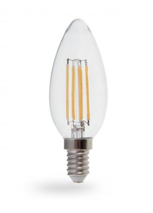Світлодіодна лампа feron lb-68 4w e14 4000k філамент свічка2 фото