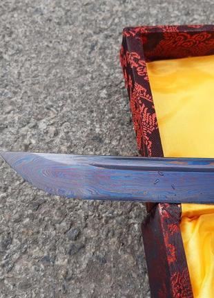Самурайська катана "синій дамаск" в оригінальній подарунковій ...5 фото