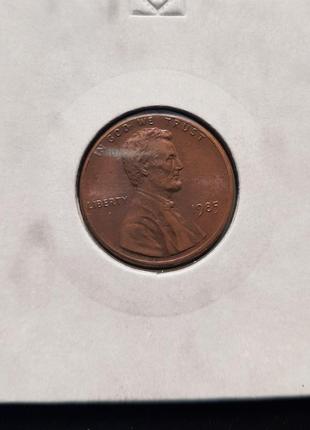 Монета сша 1 цент, 1985 года, lincoln cent, без мітки монетного двору4 фото