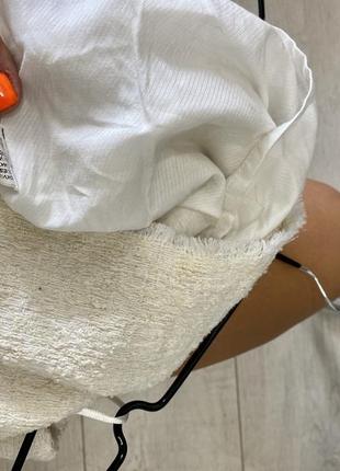 Бежевая молочная крутая мягкая юбка хлопок шерсть с воланом баской mango10 фото