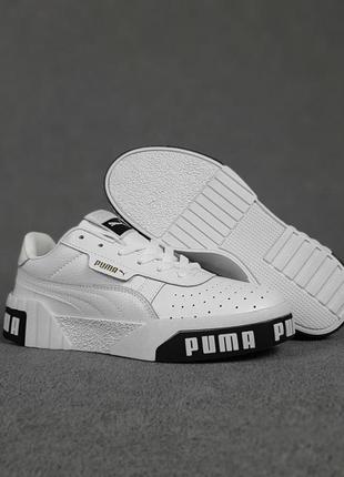 Жіночі кросівки | puma cali | білі з чорним | прес шкіра, :386 фото