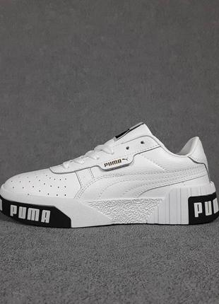 Жіночі кросівки | puma cali | білі з чорним | прес шкіра, :381 фото