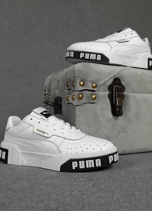 Жіночі кросівки | puma cali | білі з чорним | прес шкіра, :388 фото