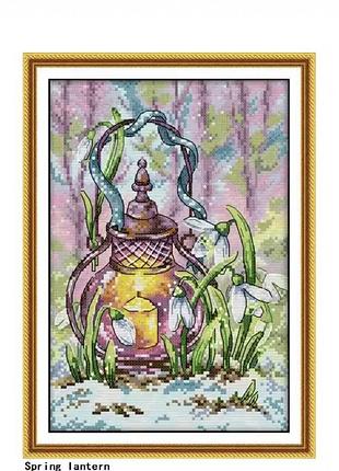 Набір для вишивання хрестиком за нанесеною схемою "весна",канва 11ст, розмір 29x20,5, набір для рукоділля