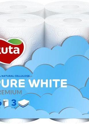 Туалетний папір ruta pure white тришарова біла 16 рулонів1 фото