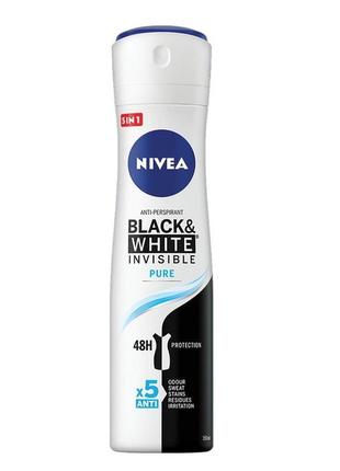 Антиперспірант nivea deo чорний і білий невидимий чистий 150 мл