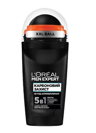 Дезодорант-антиперспірант кульковий для тіла l'oreal men карбо...1 фото