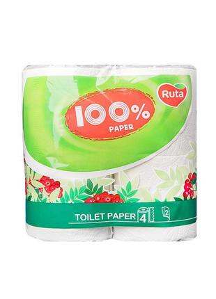 Туалетний папір 100% paper біла, 120 аркушів 4 штуки